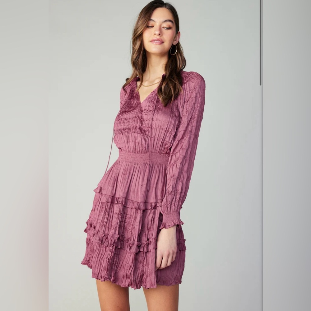 Current Air CRINKLED RUFFLE MINI DRESS in Mulberry - NWT